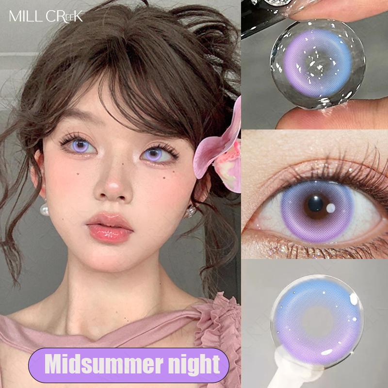 MILLCREEK 2 STK Farbige Kontaktlinsen mit Grad Grün/Rosa/Blau/Lila Linsen Cosplay Kontaktlinsen Jährlicher Gebrauch 0 violett