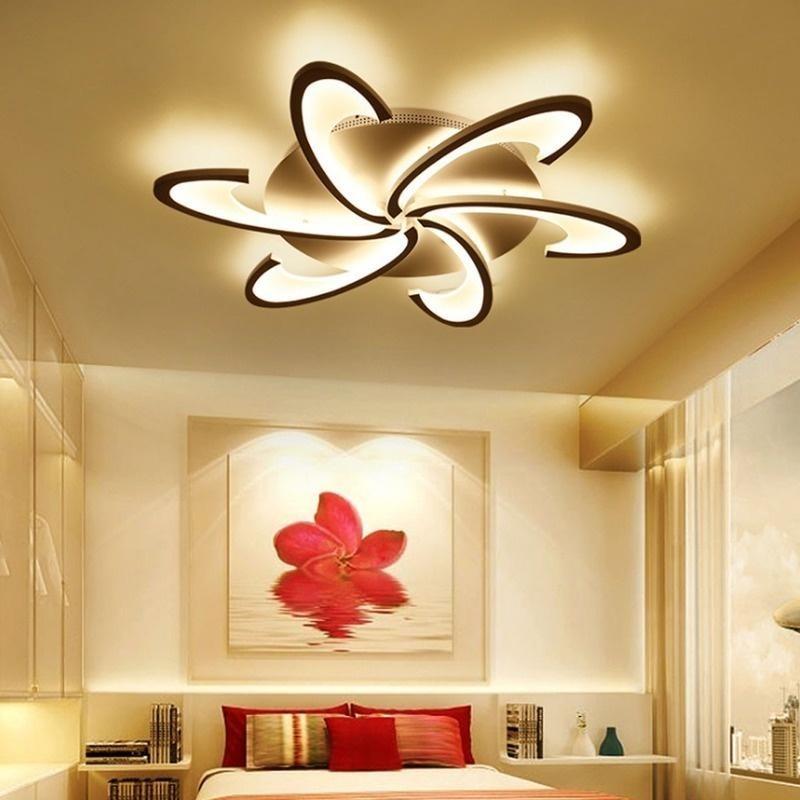 3/6 Köpfe moderne Acryl-Deckenleuchte, LED-Kronleuchter, Lampe für Wohnzimmer, Schlafzimmer, Heimbeleuchtung, kühles/warmes Weiß, dimmbar 6 heads- Warm White schwarz
