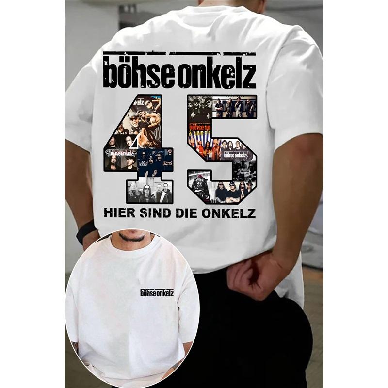 Böhse Onkelz Konzert 45th Anniversary Gedenk-T-Shirt Herren Damen Oversized Unisex Baumwolle High Street Harajuku Weiblich Männlich Bequeme Kleidung XXXL gold