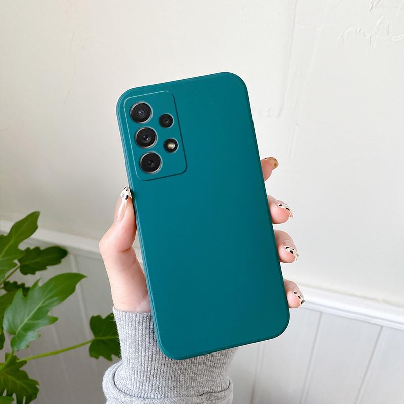 Candy Color Matte Silikon Quadrat Kamera Schutz Rückseite Hülle für Samsung Galaxy A52 A72 A32 4G 5G S22 Ultra Note 20 A13 A33 A53 A73 A22 A12 A51 Samsung Note 20 Ultra dunkelgrüne