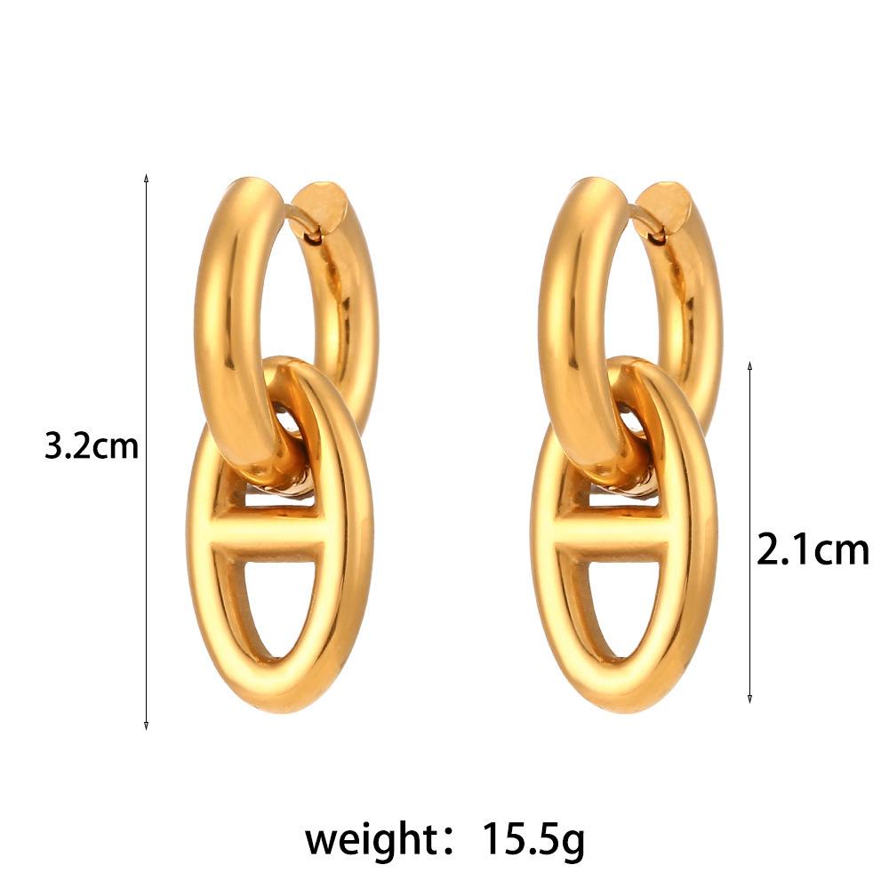 Personalisierte Mode einfache Ohrringe Nischendesign Titan Stahl 18K Gold Schwein Nase Anhänger Gold Ohrringe