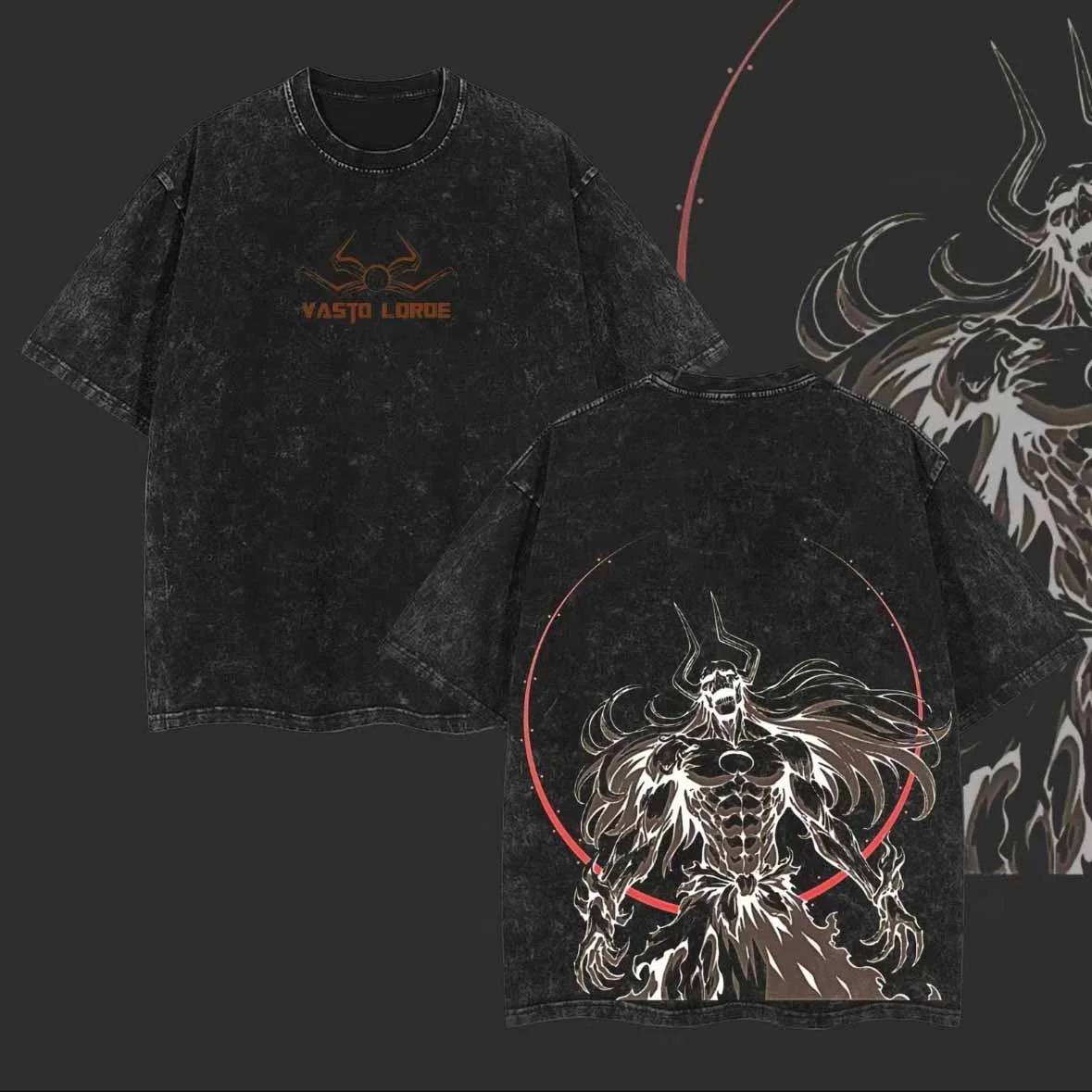 Manga BLEACH T-Shirt Für Männer Frauen T-Shirt Vintage Gewaschene Baumwolle T-Shirt Sommer Kurzarm Kleidung Lässiges Übergroßes Tee Oberteil Weiblich Männlich Kleidung S schwarz