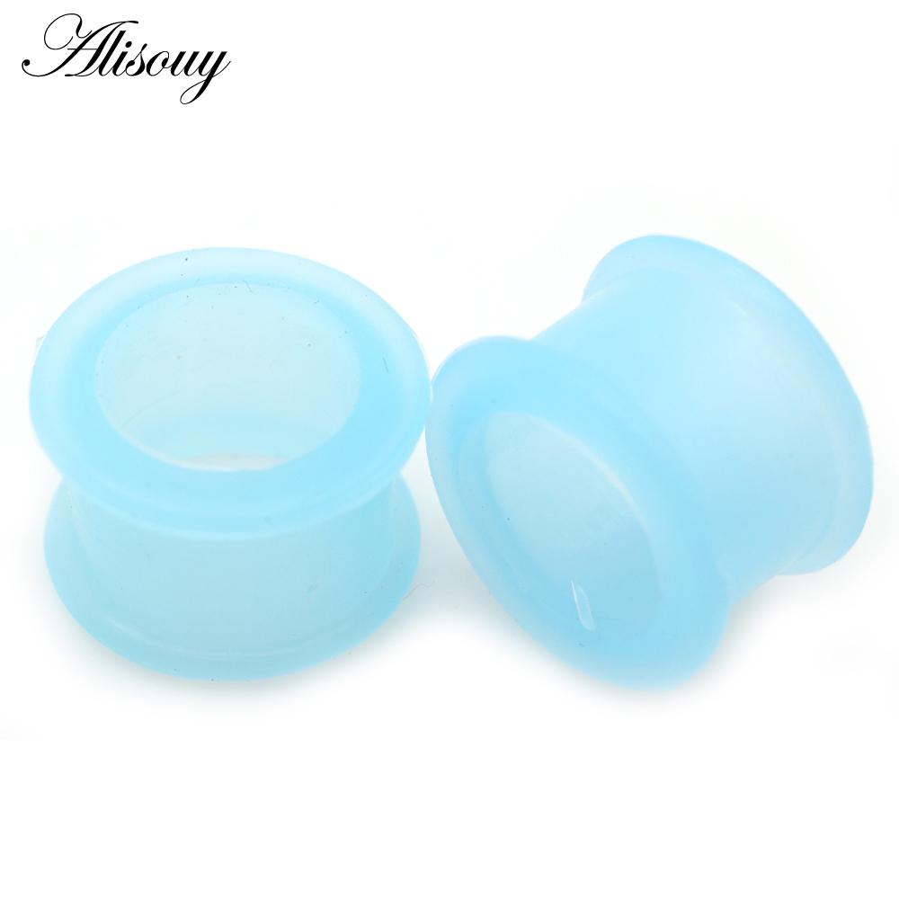 1 Paar hochwertige Piercing-Ohrstöpsel aus dünnem Silikon, flexibler Körperschmuck, Messgeräte 3–25 mm, Hauttunnel-Stecker, hohler Ohrstöpsel 10mm blau