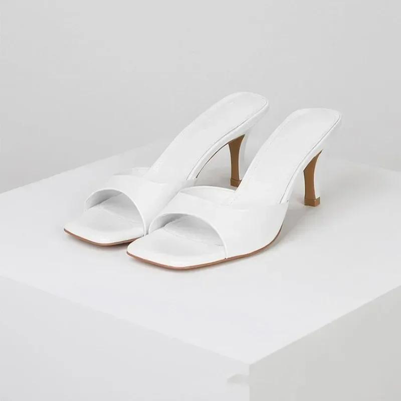 Mode 2024 Heißer Verkauf Schuhe Damen Moderne Damen Hausschuhe Outdoor Kleidsandalen Damen Eckige Zehen Dünne Absätze Offene Zehen Markenschuhe Damen 38 weiß