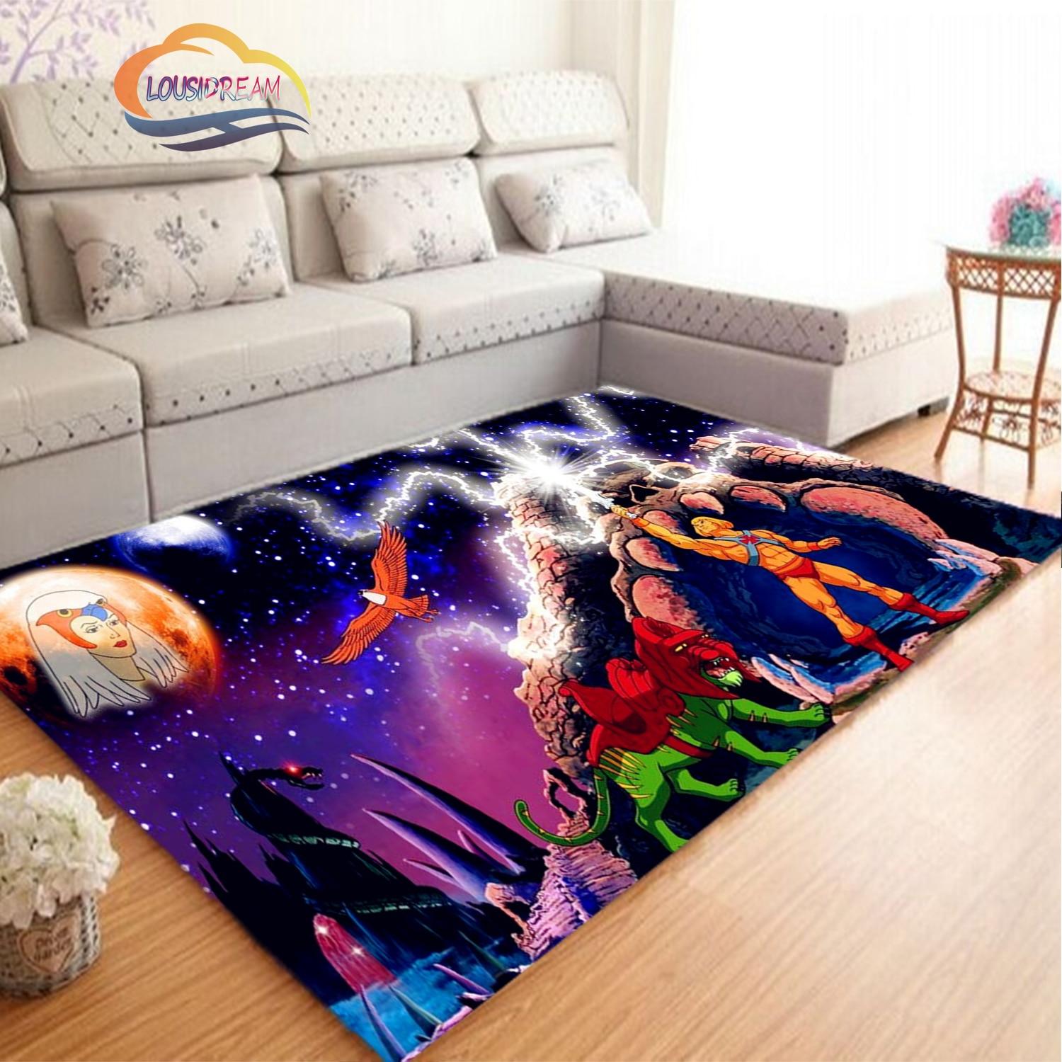 Cartoon-Meister des Universums, Teppich, 3D-Druck, He-Man, Plüsch-Teppich, rutschfester Teppich, weiche Spielmatte, Bettbereich, Wohnzimmer-Dekoration 60cm x 90cm