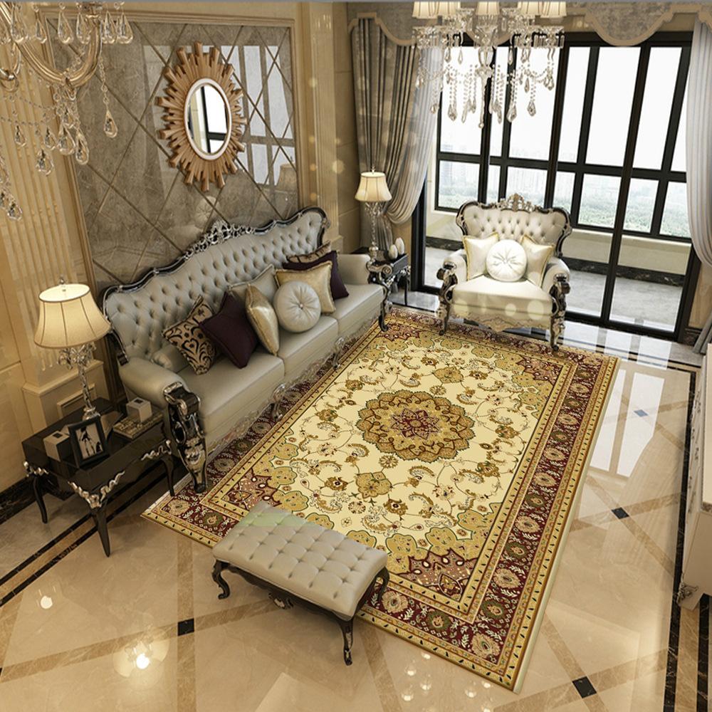 Böhmischer Stil Wohnzimmer Teppich Retro Schlafzimmer Sofa Rutschfester verdickter Teppich Home Couchtisch Fußmatten 80*120cm