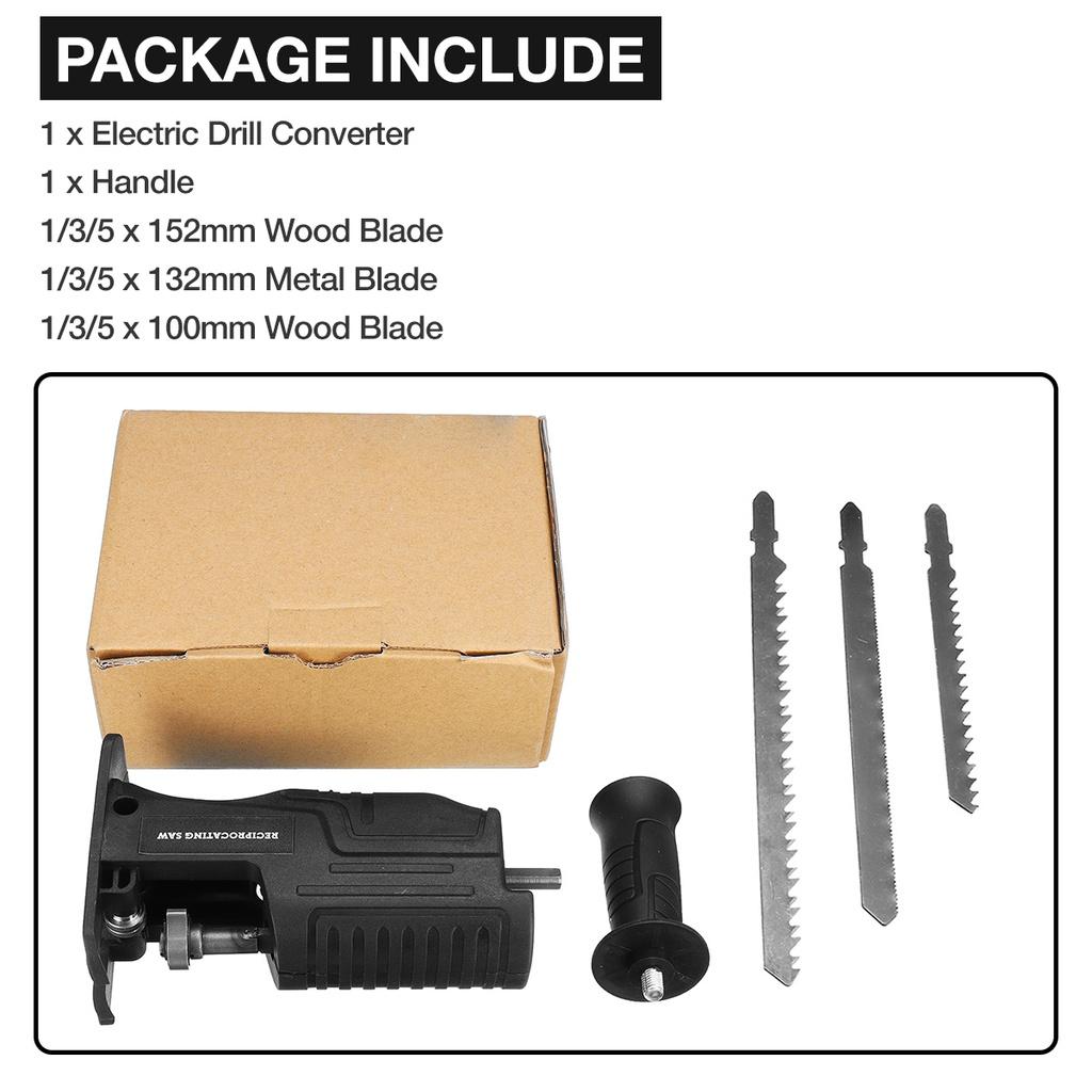 Tragbare Elektrische Säge Kopf Von Schraubendreher Kolben Adapter Elektrische Bohrer Zu Elektrische Säge Haushalt Holz Metall Schneiden Werkzeuge with 3 blades schwarz