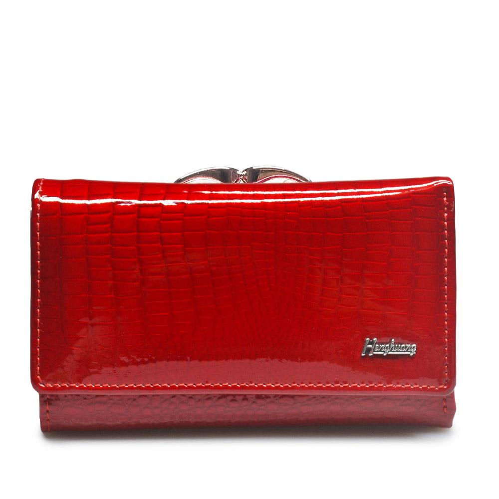 Damen Geldbörse und Portemonnaie aus echtem Leder, kleine, kurze Clutch, Geldbörse, Luxus-Geldbörsen für Damen rot