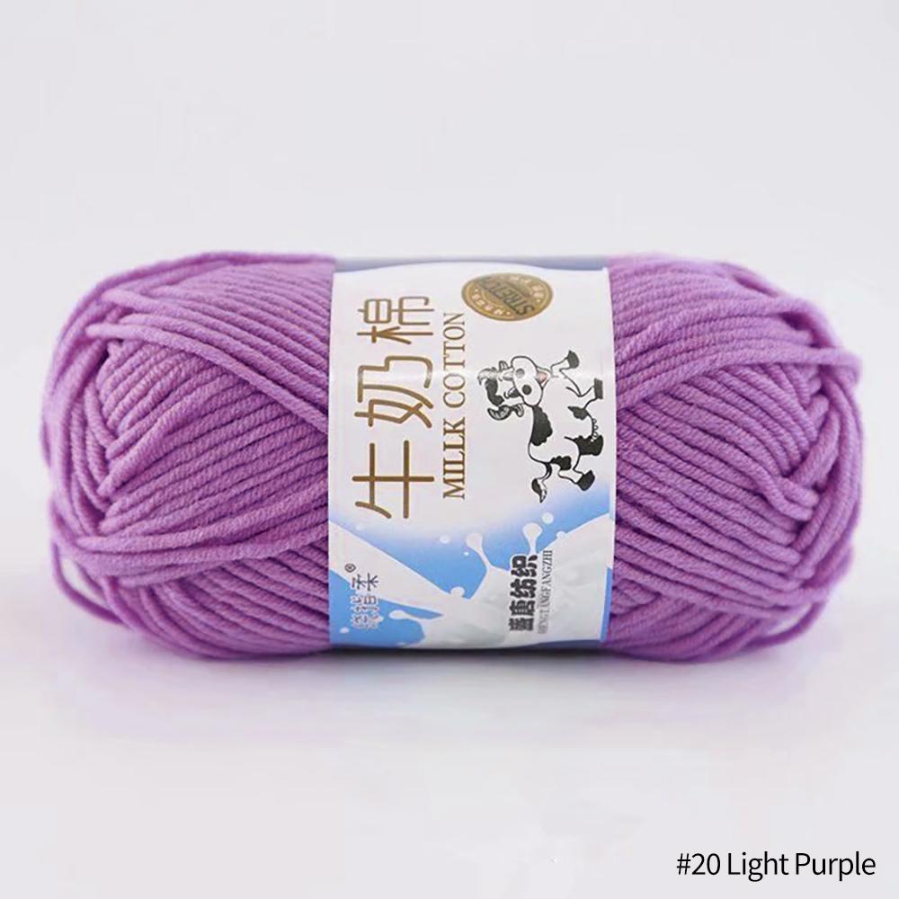 FEIJIEAST 50 g/Rolle Milch-Baumwollgarn, 5-lagig, Handstrickgarn, weich, warm, DIY-Baumwollfäden, Babywolle zum Handstricken, Häkelgarn licht lila