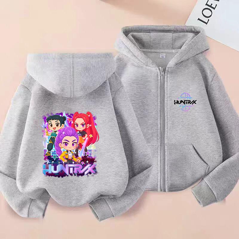 K-Pop Dämonenjäger Reißverschluss Jacken für Jungen Mädchen Anime Niedliche Hoodie Jacken Kinder Herbst Mode Sportbekleidung Kinderkleidung 160