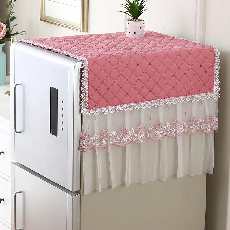 Kühlschrank-Abdeckung, Stoff, Staubschutz, Abdeckung für Doppeltür, Haushalt, Einzeltür, Kühlschrank-Abdeckung, neues multifunktionales, waschbares Kühlschrank-Handtuch rosa
