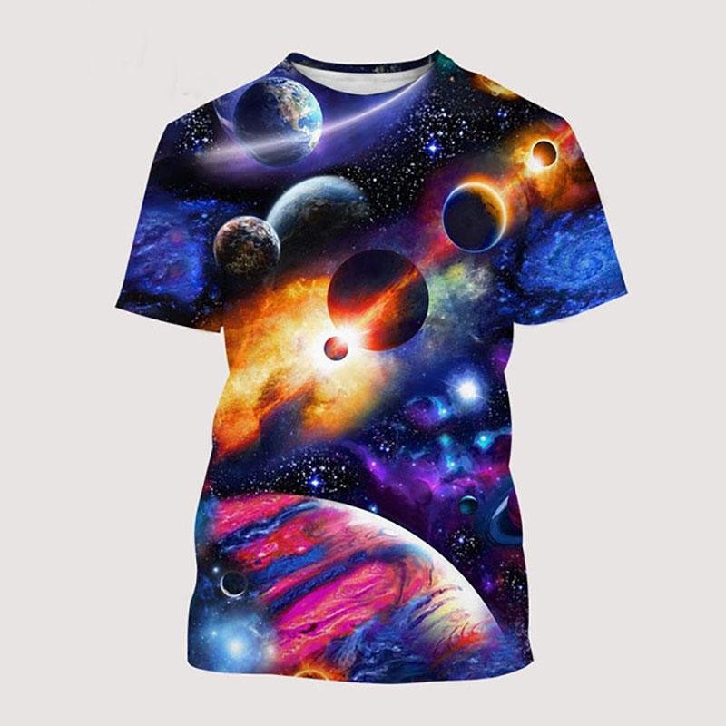 Galaxy Weltraum Planet 3D-Druck T-Shirts Sommer Herren Frau Kurzarm T-Shirt Übergroße Harajuku Tops Tees Kinderkleidung L