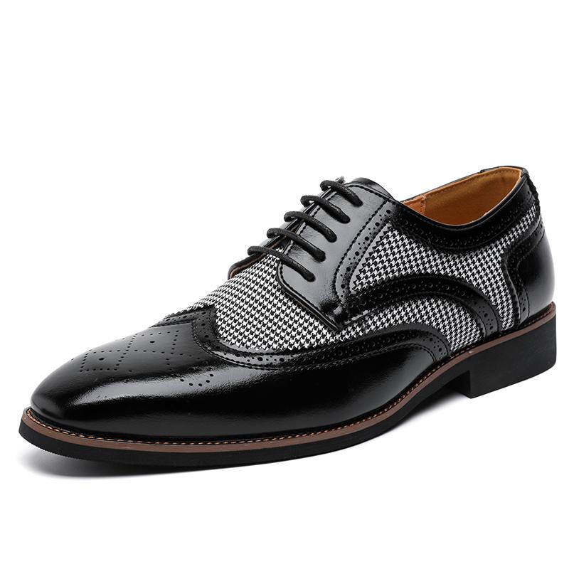 Britische Mode Spitzes Gemischtes Patchwork Schnürung Oxford Schuhe Für Männer Heimkehr Formelles Hochzeitskleid Schuhwerk Zapatos Hombre 46 schwarz