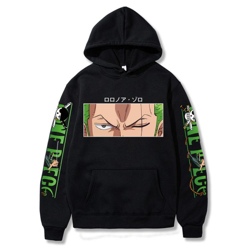 Heißer Roronoa Zoro Drucken Hoodies Männer Frauen One Piece Anime Sweatshirts Hoodie Taschen Streetwear Kleidung Harajuku M