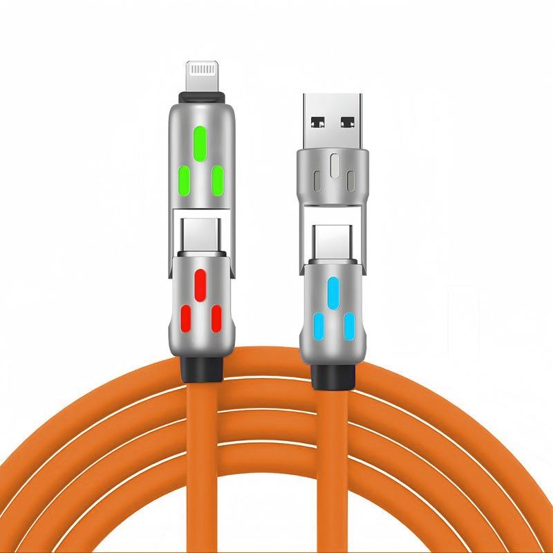 4-IN-1 240W USB Typ C auf USB C Kabel PD Schnellladegerät Kabel für iPhone 16 Pro Max 15 iPad Xiaomi Samsung Tablet 1M Datenkabel orange