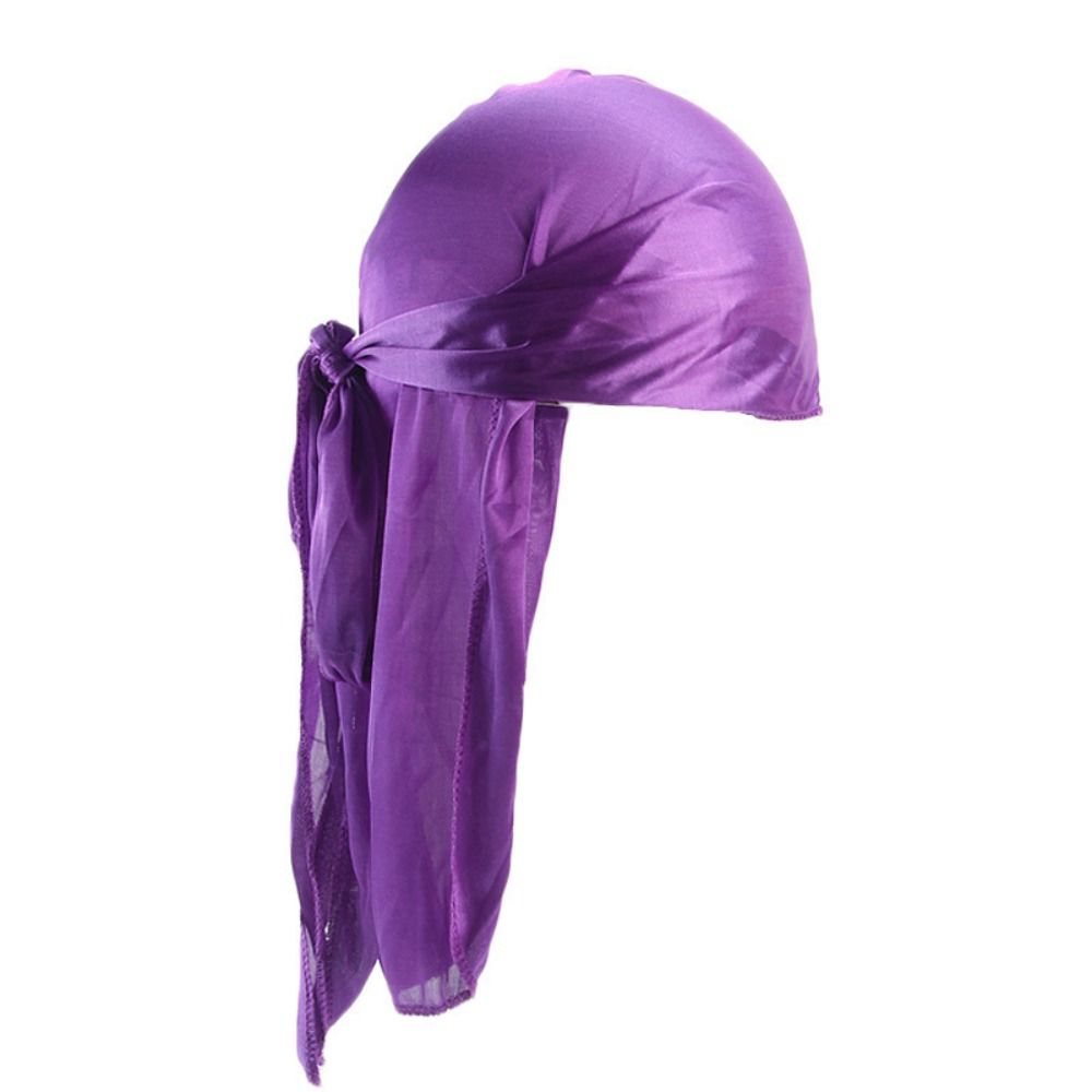 Verstellbarer Seiden-Durag Elastischer Turban Hijab Mode Piratenhut Herren Damen violett