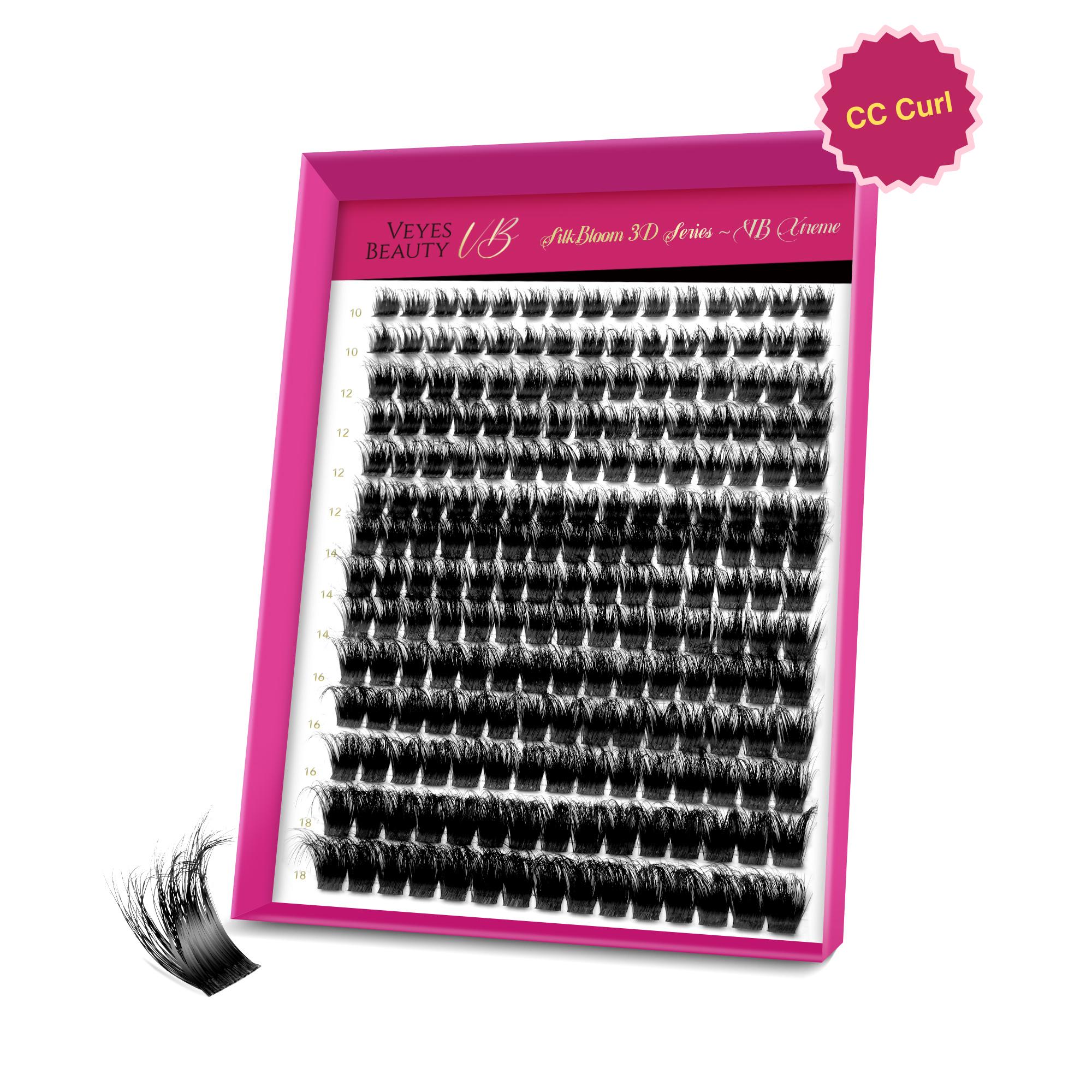 Veyesbeauty Xtreme Cluster Wimpern Flauschige Einzelwimpernverlängerungen 3D Geschichtetes Volumen 210 Cluster 10-18mm Lash Tray schwarz