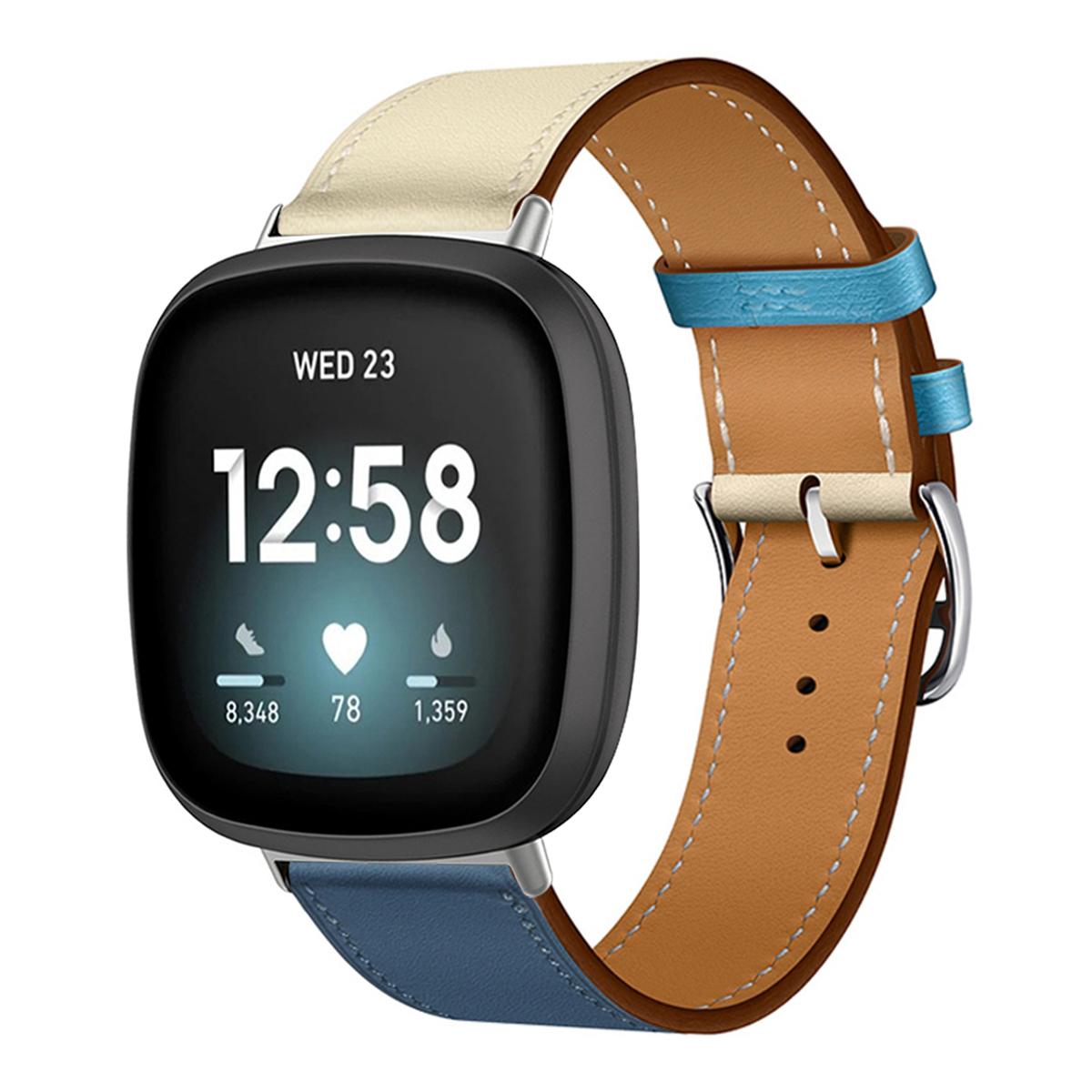 Echtes Lederarmband für Fitbit Versa 4 3 Versa Lite Armband Smartwatch Armband für Fitbit Sense 2/1/Versa 2 1 Correa Uhrenarmband Dornschließe For Fibit Versa