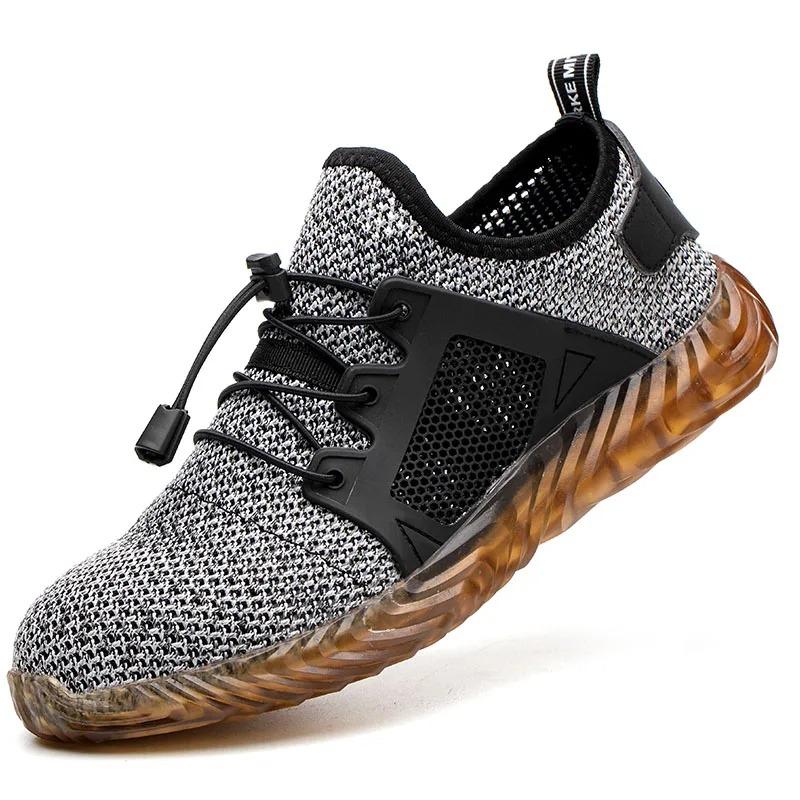 Arbeitsschuhe Herren Sicherheitsschuhe Bauschuhe mit Stahlkappe Arbeitssicherheitsstiefel Herrenschuhe Pannensichere Arbeitsschuhe Sommerschuhe Atmungsaktiv 46 graue