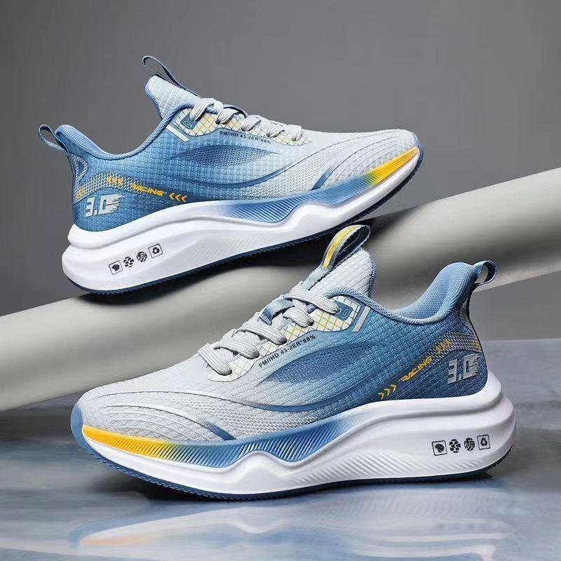 Neue ultraleichte Laufschuhe, Sportschuhe, atmungsaktive und stoßdämpfende Schuhe mit weicher Sohle für Studenten, Laufschuhe 43 blau/grau