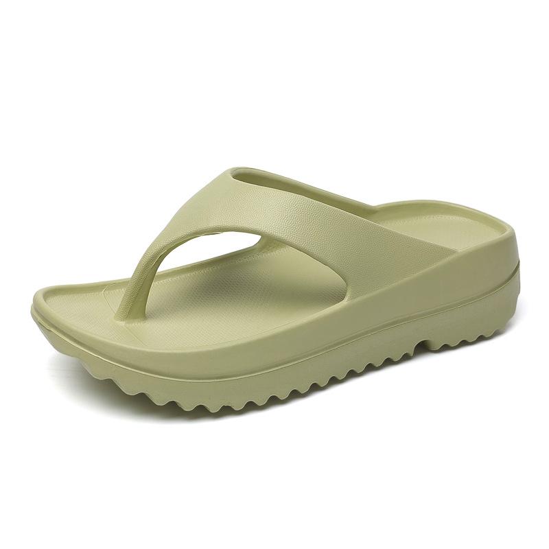 Mode Crestar Neue Plattform Flip Flops Für Damen Sommer Mode Outdoor Strand Hausschuhe Komfort Weich Dicke Sohle EVA Sandalen Haus Pantoletten 41-42 grün