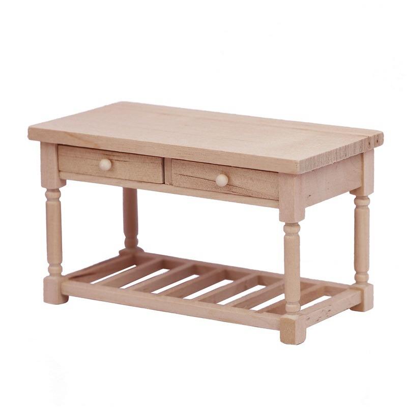 Miniatur-Puppenhaus-Schreibtisch im Maßstab 1/12, Puppenhaus-Möbel mit Schublade, Puppenhaus-Schreibtisch aus Holz für Schlafzimmer, Arbeitszimmer 11*5.7*6.4cm beige