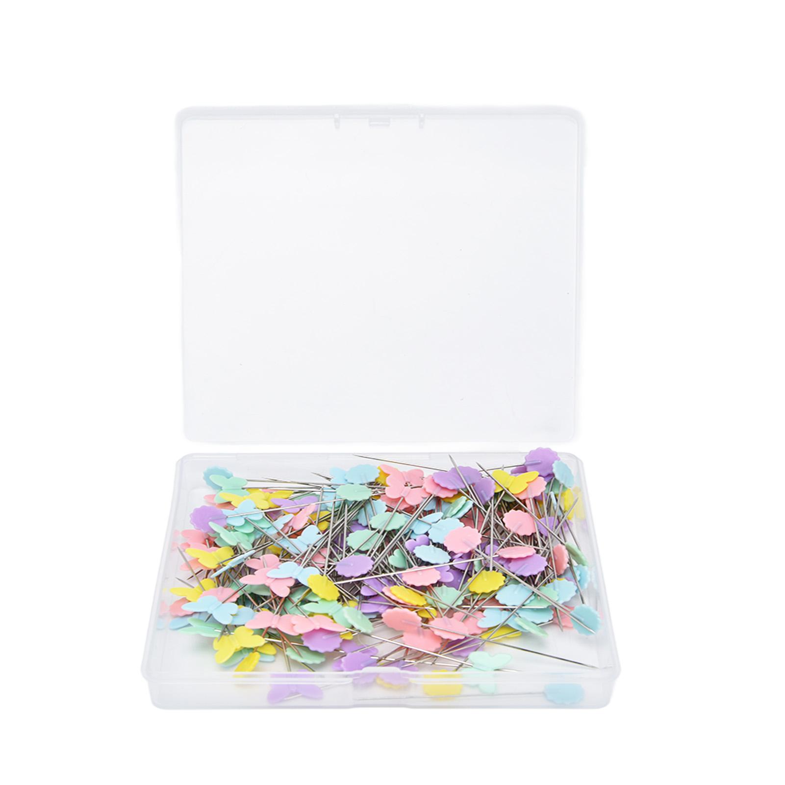 200 Stück Blumen-Knopfkopf-Nadeln Niedliche Blumen Schmetterlinge Bunt DIY Dekorative Positionierungsnadel für