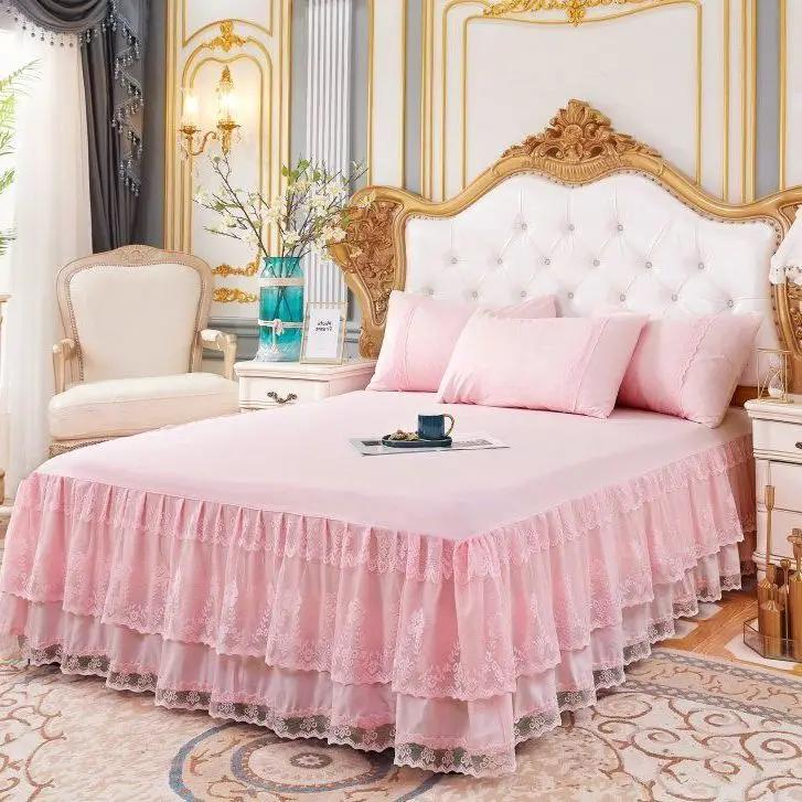 Koreanische Version Spitze Sommer Bett Rock Stil Einzelstück Prinzessin Stil Spitze Bett Abdeckung Matratze Abdeckung Bett Rock Abdeckung Hässlicher Saum 150x200cm 1pc