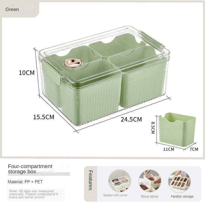 Lebensmittel Lagerung Box Spice Divider Organizer Fach Spice Jar Lagerung Box Küche Spice Box 4 Grids grün