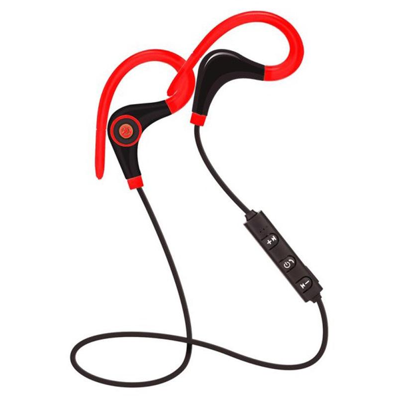 VAORLO Drahtlose Bluetooth-Kopfhörer, Sport-Freisprech-Ohrbügel-Kopfhörer, Lauf-Headset mit Mikrofon rot
