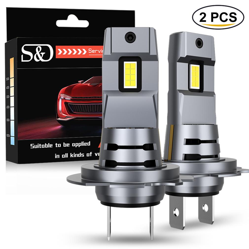 2 Stücke H7 Turbo Led-lampe Mini Auto Scheinwerfer Lampe H7 Drahtlose Lampen für Auto Kopf Lampe mit Lüfter 6500 K 30000LM Weiß 12 V 14 V
