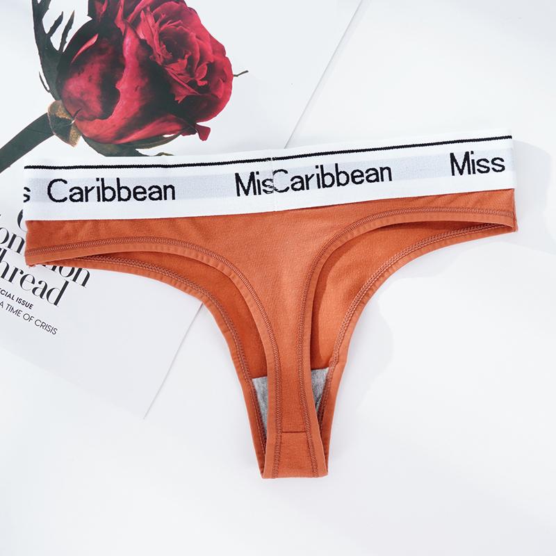 3 Stück Damen Nahtlose Baumwoll-Strings Slips Buchstaben Breiter Bund G-String Niedrige Taille Slips Unterwäsche XL orange