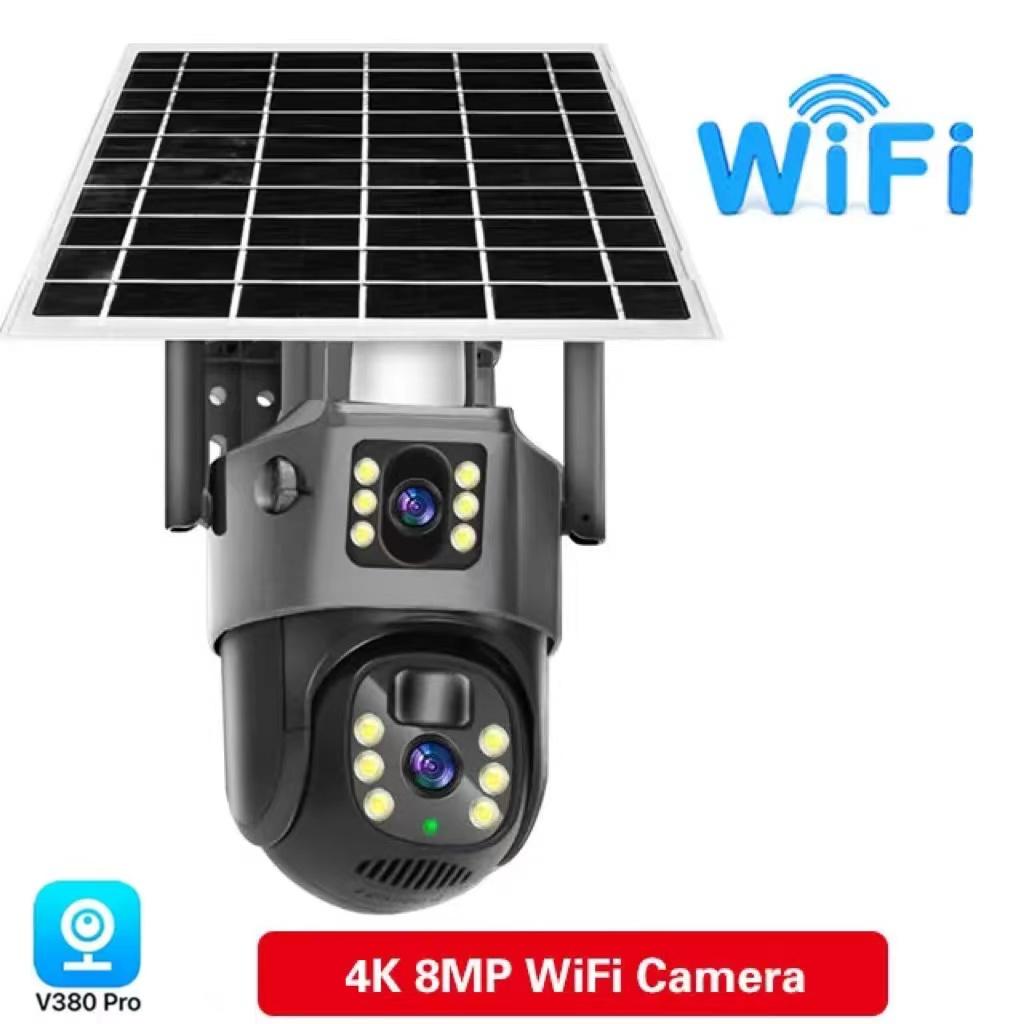 4K 8MP 4G Sim Karte Solar Batterie Kamera Outdoor Wireless WiFi IP Cam Dual Objektiv Dual Screen Sicherheit schutz Überwachung CCTV WiFi Cam