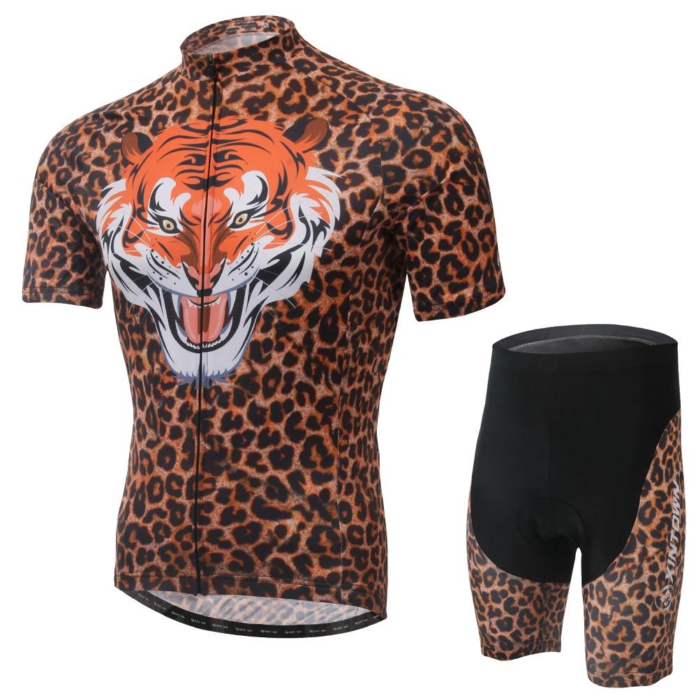 Sommer Reiten Fahrrad Radfahren Kleidung Set Leopard mit Tiger Print Sport Trikots Fahrrad Kleidung M