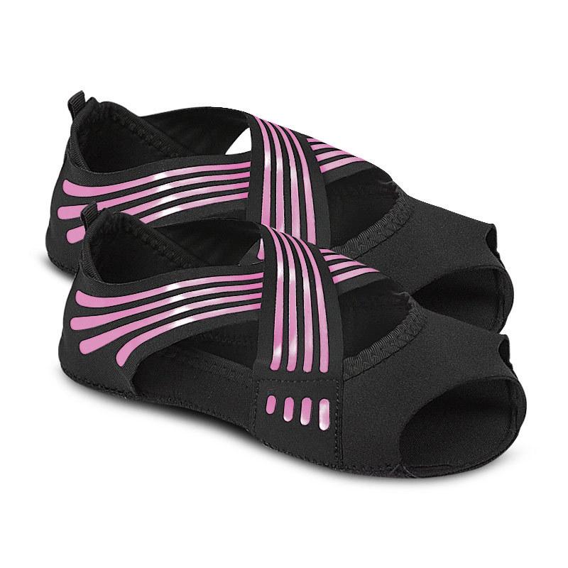 Damen Yoga Schuhe mit weicher Sohle, Leichte und rutschfeste Leder-Erhöhung, Fünf-Zehen-Tanzschuhe, Open-Toe Sporttraining, Luft-Yoga-Socken L(40-42) rosa