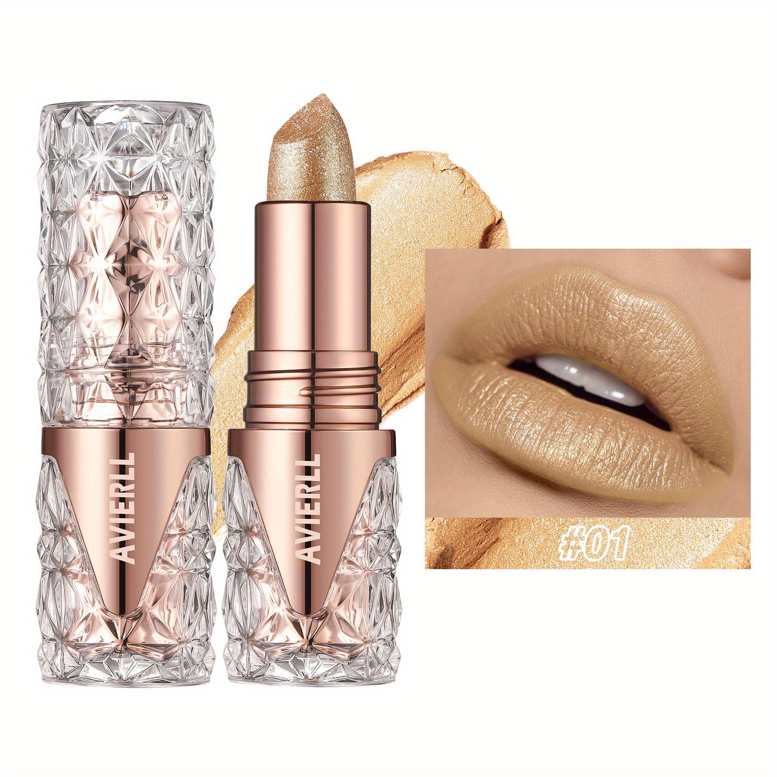 Schimmernder Lippenstift, lang anhaltender, wasserfester Lippenstift, glatte Textur, vollständige Abdeckung, Glitzer-Lippenstift, erhältlich in Schwarz, Gold, Rot, Rosa, Lippen-Make-up 01