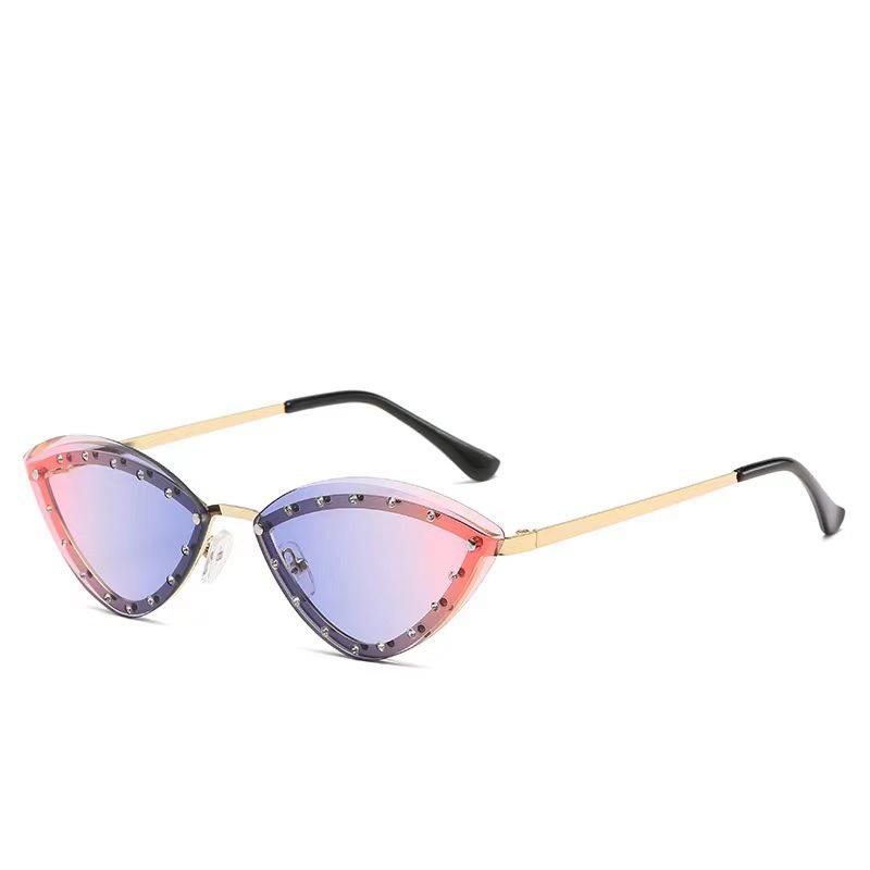 Cat Eye Metallrahmen Sonnenbrillen Damen Herren Oval-Form Klassische Sonnenbrillen für Damen Shades Herren Brillen Elliptische Sonnenbrillen für Damen MULTI