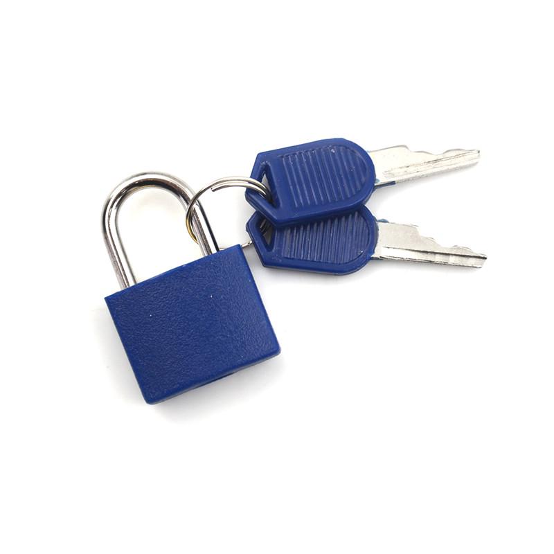 Mini starkes Vorhängeschloss aus Stahl für Reisekoffer, Schubladen, Wohnheimschlösser mit 2 Schlüsseln dunkelblau