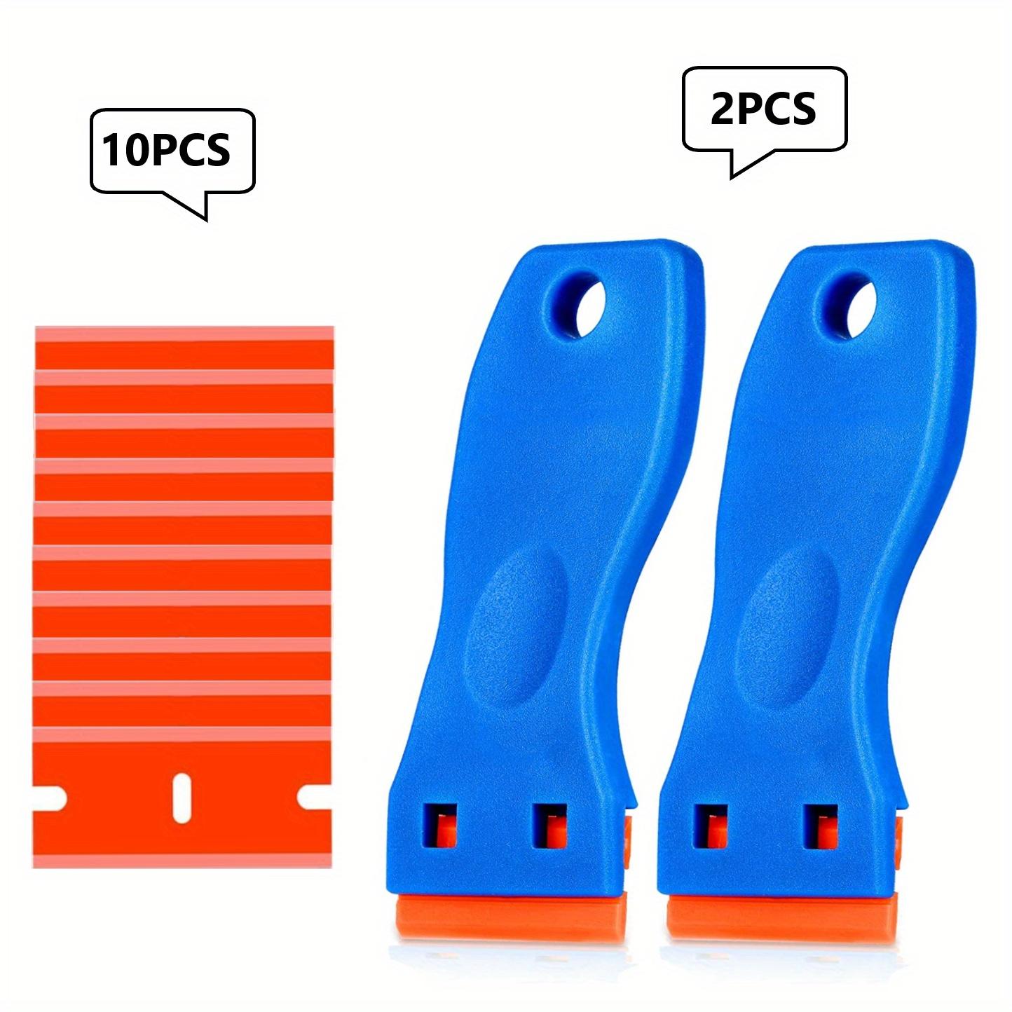 2 Stück Kunststoff-Rasierklingen-Schaber-Werkzeug: Entfernen Sie mühelos Wandfarbe, Aufkleber, Vinylkleber und mehr – 10-teiliges Klingen-Set im Lieferumfang enthalten. blau