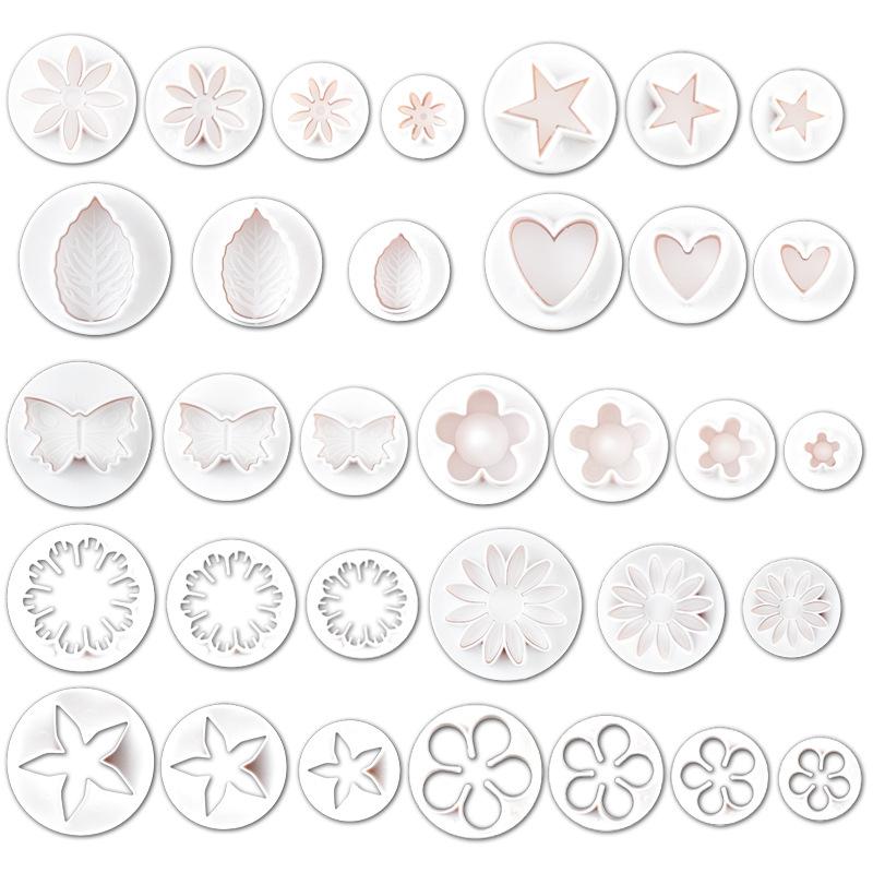33 stücke Plunger Fondant Cutter Kuchen Werkzeuge Cookie Form Keks Form DIY Handwerk 3D Backformen Sets Backform
