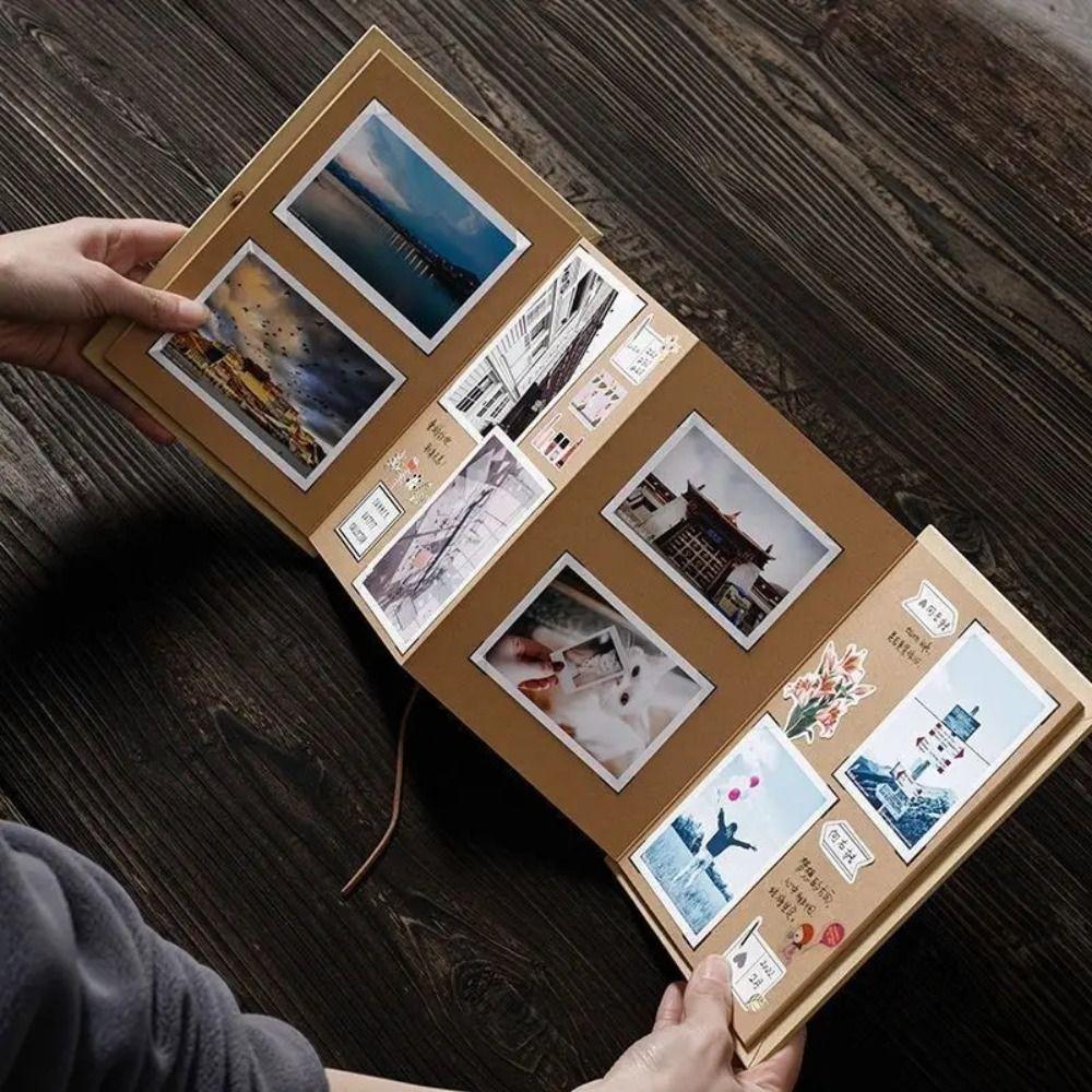 Fotokarte Überrascht Fotobuch Kraftpapier DIY Überraschungsgeschenk Akkordeon Fotoalbum Geschenk Freunde 26X15.3cm braun