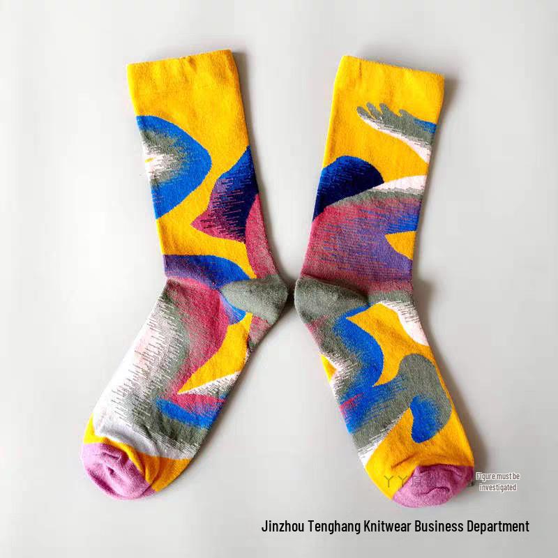 Trendy Socken mit französischem Ölgemälde: Bunte, mittelhohe Tube-Nischen-Wadensocken für Damenmode One Size