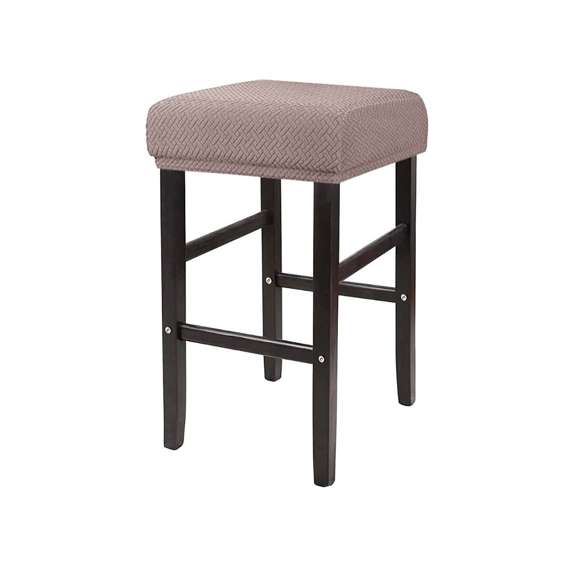 Stretch-Bezüge für rechteckige Barhocker, Jacquard-Bezug für Waschtischhocker, waschbare Thekenhocker-Bezüge, Barhocker-Sitzbezüge, Sattelsitzbezug taupe