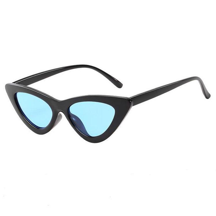 Vintage Katzenaugen-Sonnenbrille Damen Marken-Designer Retro-Sonnenbrille Weiblich black&blue schwarz/blau