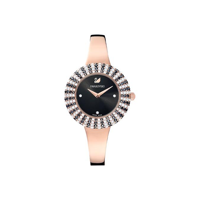 Swarovski Crystalline Delight Uhr Quarzwerk Metallarmband Schwarzes Zifferblatt Damenuhren Metallic 5484050 Black Dial