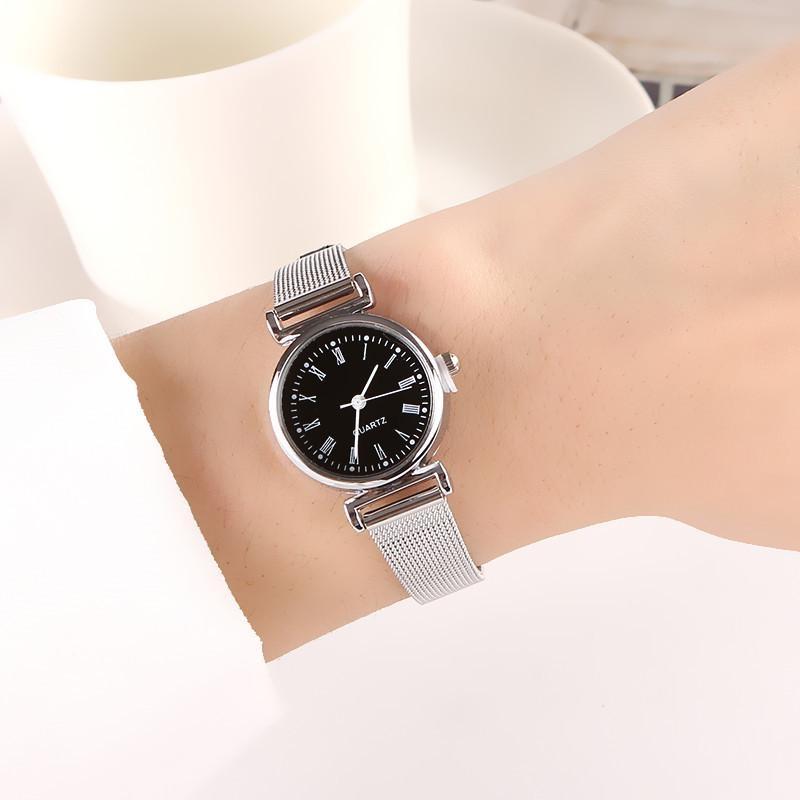 Uhren Damen Edelstahl Mesh Gürteluhr Kleines Zifferblatt Quarzuhr Damen Armbanduhr Geschenke für Mädchen