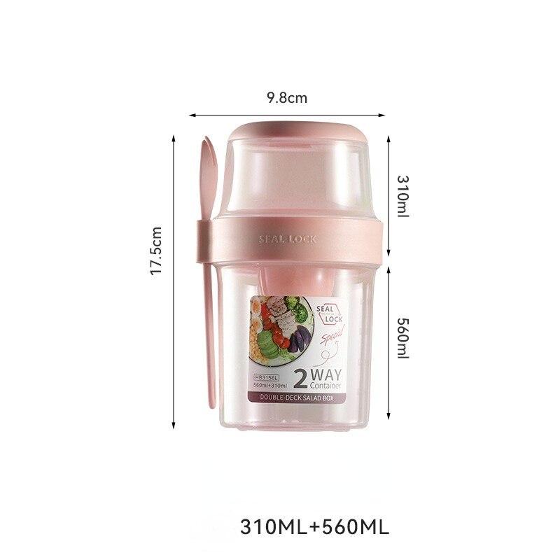 Frühstücks-Müsli-Nuss-Joghurt-Salat-Cup-Lebensmittel-Siegelbehälter-Box mit Gabel Bento-Box Lunchbox rosa