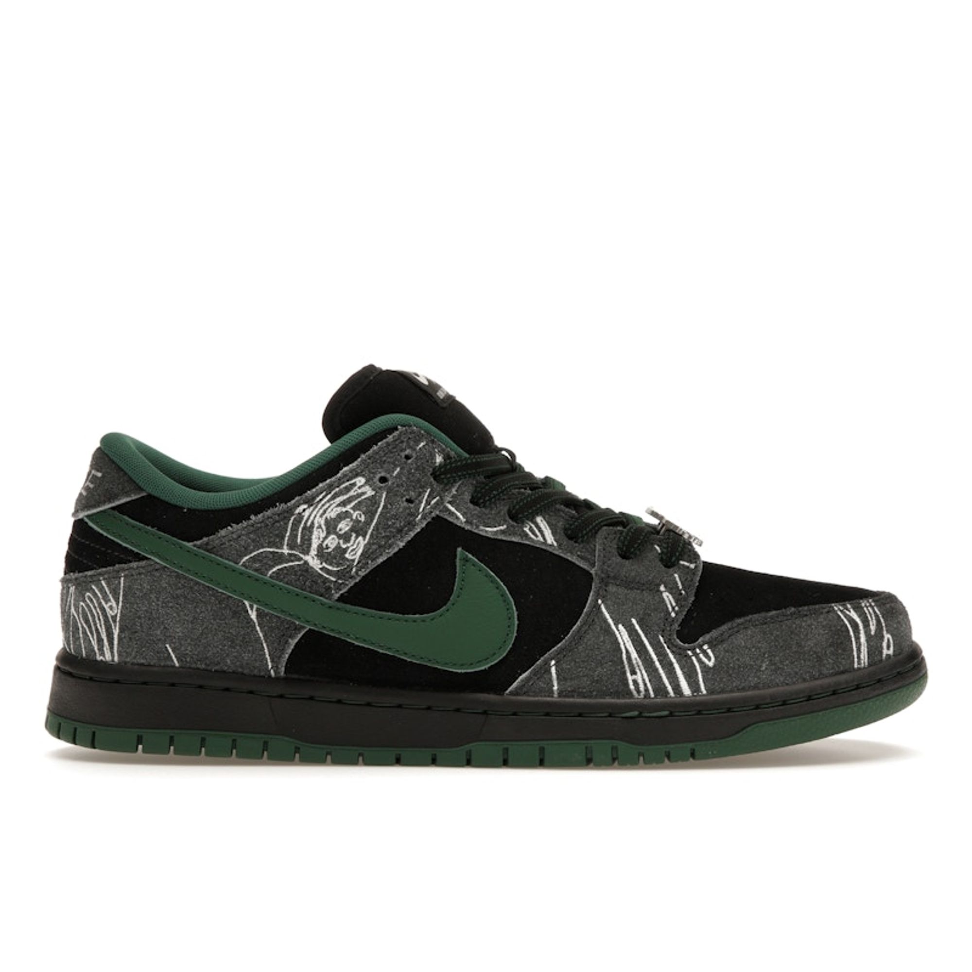 THERE Skateboards x Nike Dunk Low SB Ultra Humanized Unisex-Sneaker Schwarz Gorge-Green Summit-White HF7743-001 36