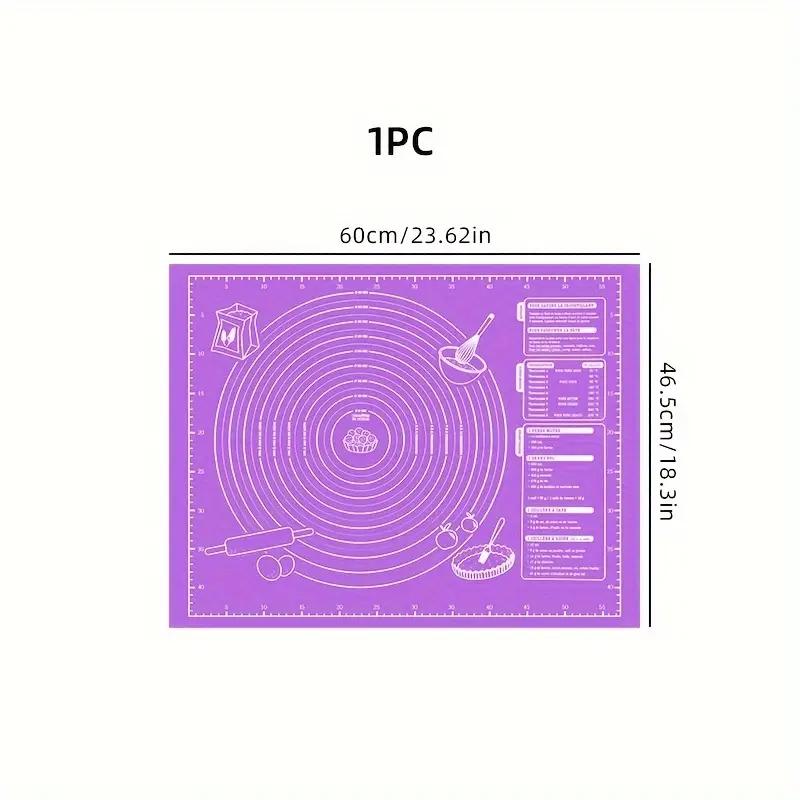 Antihaftbeschichtete Silikon-Backmatte zum Backen, Ausrollen und Kneten von Teig – Ideal für Kekse und Kuchen – Küchenwerkzeug mit Skala zum Backen an Feiertagen 60*45CM violett