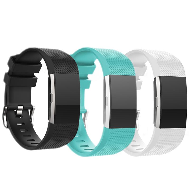 3 Stück/Set Ersatzarmband für Fitbit Charge 2 Band Silikonarmband White+black+mint green